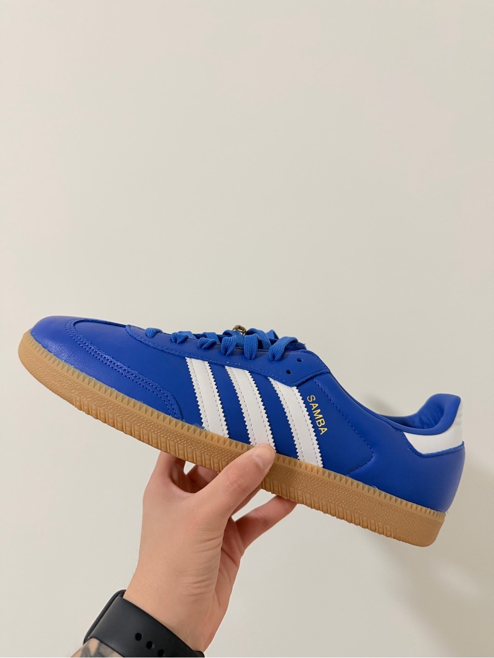 adidas Samba Men's Sneakers in Blue with White Stripes and Gum Sole